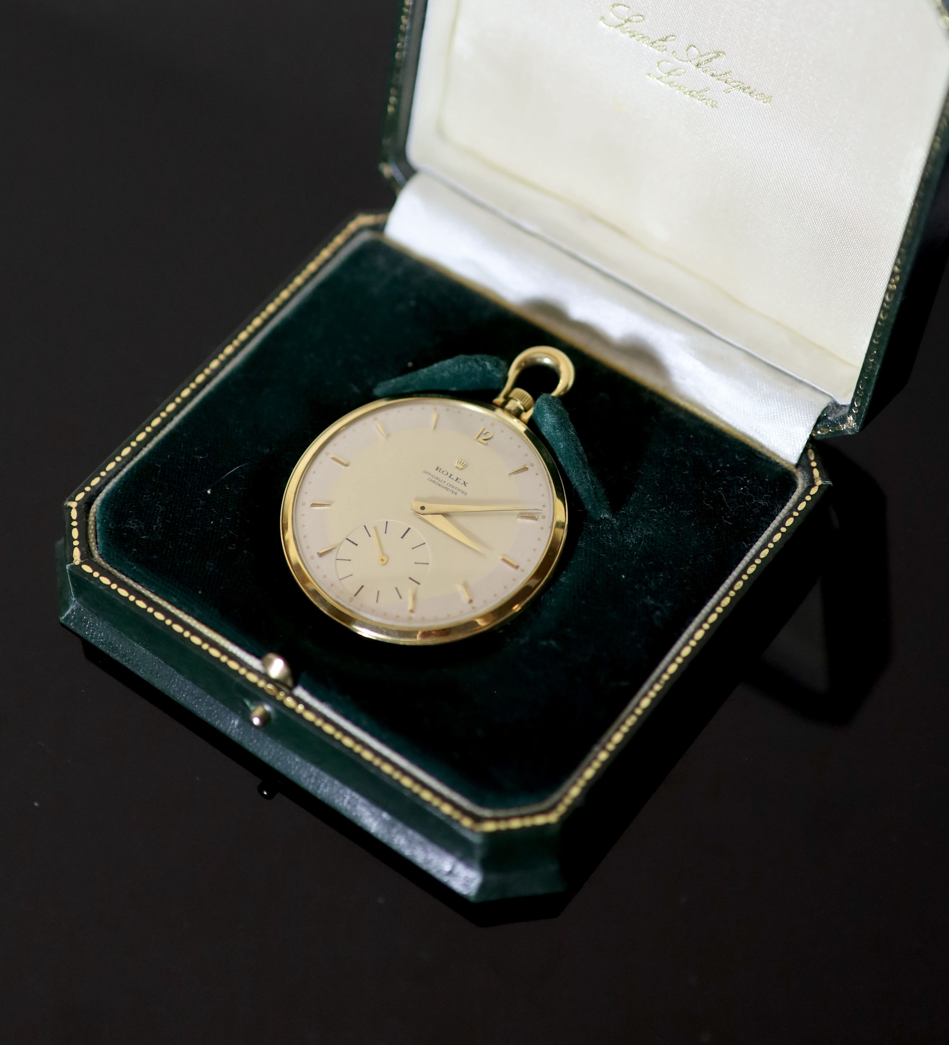 An 18ct gold Rolex keyless dress pocket watch,